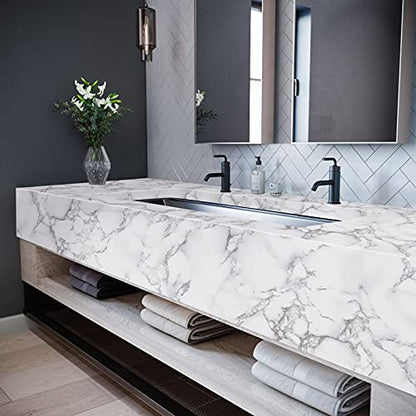 Caltero Marble Contact Paper 24" x 118" White Grey Marble Wallpaper Peel and Stick Glossy Marble Contact Paper Self Adhesive Contact Paper for Countertop Kitchen Cabinets Bathroom - color: White/Grey, size: 118" x 24"