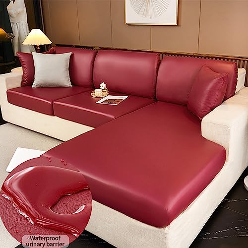 Large Soft Vinyl Upholstery Leather Fabric 1 Yard 56.3x36inch, 0.8mm Thick Texture Faux Leather Sheets, for Upholstery Crafts, Sofa, Car Seat, Handbag, Earrings, Hair Bows, DIY Crafts（Wine red） - color: Wine Red