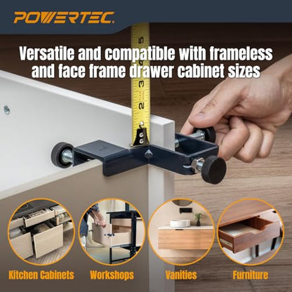 POWERTEC Drawer Front Installation Clamps, Adjustable Cabinet Face Clamp Set, Quick Mounting & Alignment Tool for Woodworking, 4 Pack - 71181-P2 - style: Cabinet Installation Clamps (2PK)