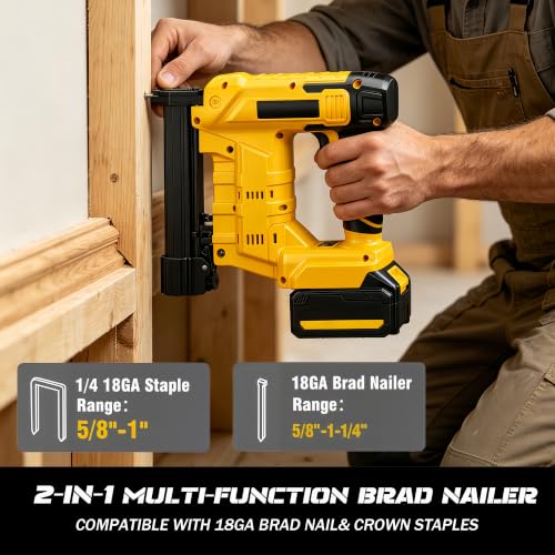 2-in-1 Cordless Brad Nailer for Dewalt 20V Battery (Tool Only)