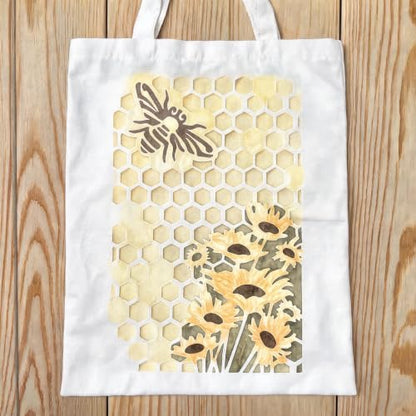 TIAMECH A4 Reusable Bee Honeycomb Sunflower Stencil for Painting - color: Bee Honeycomb Sunflower
