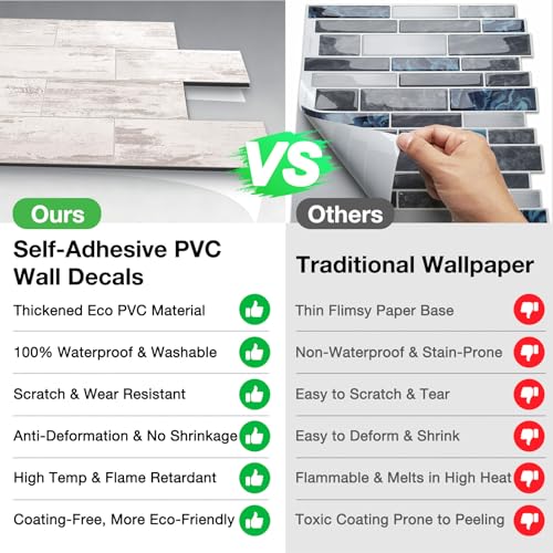Peel and Stick Backsplash Tile for Kitchen & Bathroom Walls - Waterproof Smart Renter Friendly Sticker - color: Polished Eurasia Silver - Gray
