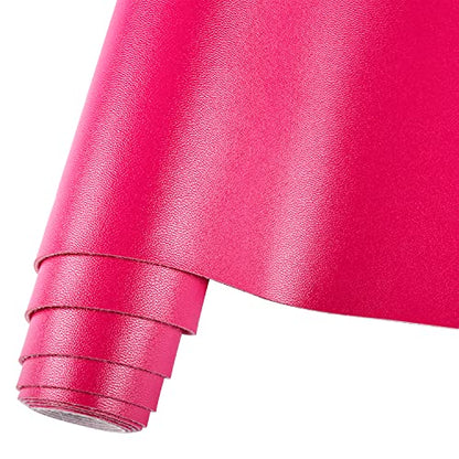 HGUAN Smooth Solid Color Rose Red Faux Leather 12"X53"(30cmX135cm),Faux Leather Sheets Roll Very Suitable for Making Crafts, Leather Earrings, Bows,Sewing (Rose Red) - color: Rose Red