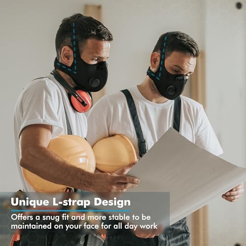 BASE CAMP M PRO Dust Mask, All day Comfortable Reusable Respirator Mask for Dust, Safety Work Mask for Woodworking - style: 2pack