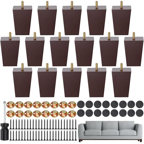 TURSTIN 16 PCS 3 Inch Wood Furniture Legs, Couch Legs Replacement, Brown - color: Brown, size: 3 Inch