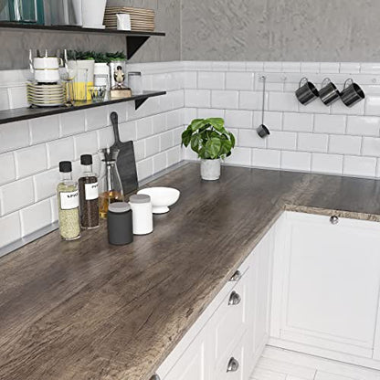 CRE8TIVE 24"x354" Grey Brown Wood Contact Paper Self Adhesive Large Size Wood Grain Wallpaper Peel and Stick Removable Waterproof Thick Decorative Rustic Wood Look Vinyl Paper for Countertops Cabinets - size: 0.9" x 13.9"