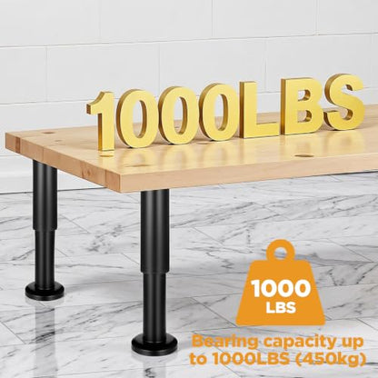 4Pcs Adjustable Furniture Legs 4.7-7.1 inch, Black Metal Adjustable Telescopic Cabinet Leg with 65mm Dome Basefor Sofa/Bed/Chair/Couch, Heavy Duty Bed Replacement Support Legs for Bed Frame