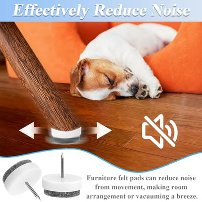 30 pcs Felt Furniture Pads, 0.59" 15mm Nail-on Heavy Duty Felt Pad - color: White, size: Φ 15 mm