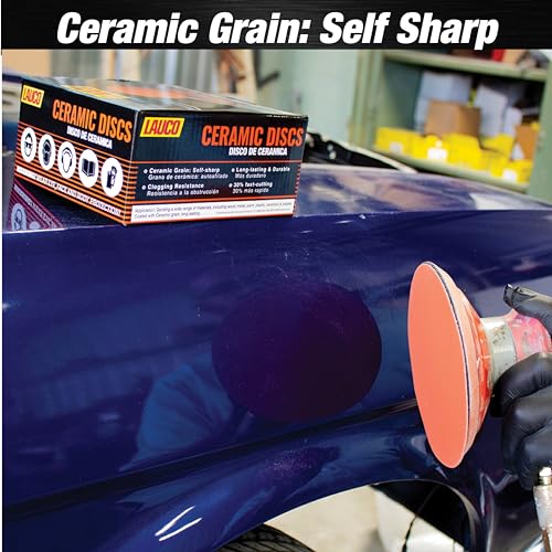 Premium 6" Hook and Loop Sanding Ceramic Discs (Box of 25) - Hook and Loop Backing Discs for DA Orbital Sanders - Automotive Sanding Wood Furniture Finishing (GRIT-40) 25957 - size: GRIT-40