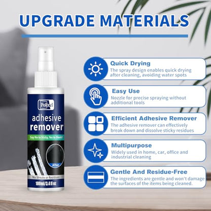 Adhesive Remover Spray - Quickly Removes Stickers, Glue, Tape, Decals, Label & Sticky Residue Safe on Boats, Car Windows, Bumpers & Home Non-Damaging Formula - 3.4oz/100ml