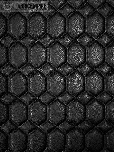 Vinyl Quilted Foam Fabric with 3/8" Foam Backing Upholstery / 52" Wide/Sold by The Yard/FABRIC EMPIRE (Black, Hexagon 3.5") - color: Black, size: Hexagon 3.5"