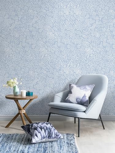 Safiyya 17.3" x 197" Peel and Stick Wallpaper Blue and White Contact Paper Polka Dots Wall Paper Modern Boho Removable Self Adhesive Wallpaper Vinyl Rolls - color: Blue, size: 17.3" x 197"
