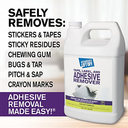 Lift Off Tape, Label & Adhesive Remover, 1 Gallon, 40801 (Pack of 4) - size: 128 Fl Oz (Pack of 4)
