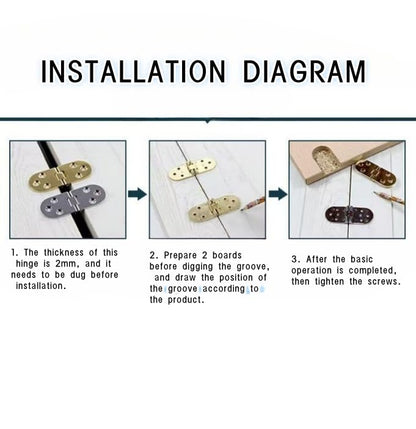 2pcs Solid Brass Hinges, Door Hinge Brass flip Hinges, Folding Tabletop Concealed Hinges, Furniture Hardware with Screws (L:2.82in(71.6mm)-2Pcs) - size: L:2.82in(71.6mm)-2Pcs