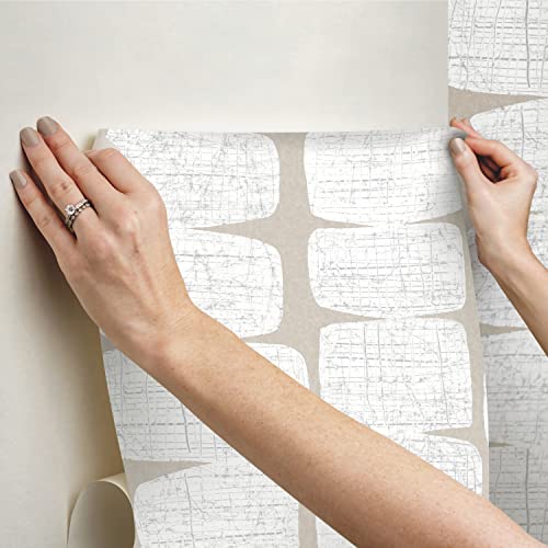 RoomMates Mid-Century Beads Peel and Stick Wallpaper, Tan - color: Tan