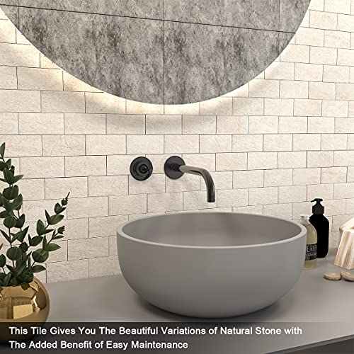 BeNice Marble Peel Stick Backsplash Tile Kitchen Rustic Beige 5pcs - color: Rustic Beige, size: 5sheets