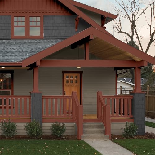 Glidden Total Exterior Paint & Primer All-in-One, Warm Mahogany/Red, Semi-Gloss, 1 Gallon - color: Warm Mahogany, size: 128 Fl Oz (Pack of 1)