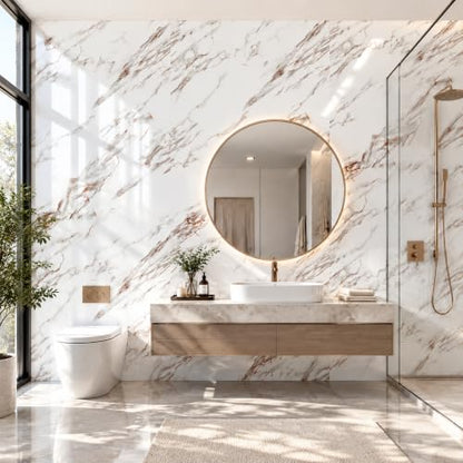 White Brown Marble Peel and Stick Wallpaper, 23.6 x 118 in - color: White Brown Marble, size: 23.6" x 118"