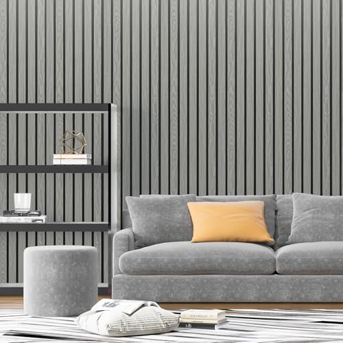 Art3d Six-Grid Design Slim Slat Wall Panel, 104 x 12 Inch, 4-Pack, Ash - color: Six-Grid Ash