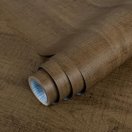 TANONE Walnut Wood Grain Contact Paper, Peel and Stick Wallpaper Easy to Install Self-Adhesive Decorative Vinyl Wallpaper, Waterproof & Durable for Furniture Covering 17.5" x 137.8” Coffee - color: Coffee, size: 15.7" x 118"