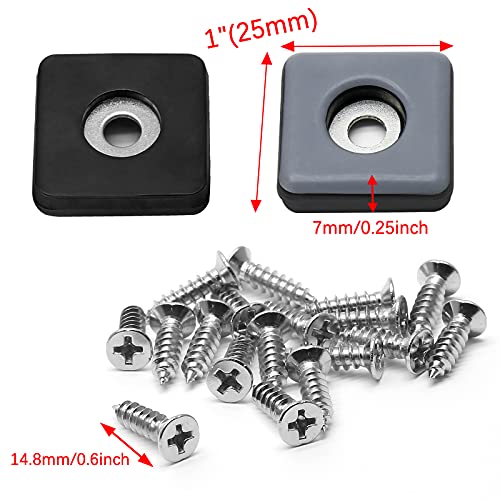 Piutouyar 12Pcs 1" Teflon Furniture Sliders,Screw on Furniture Glide Slider - size: Screw on 1"x1" Square