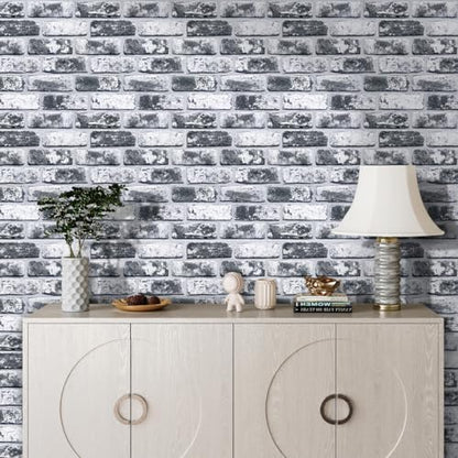 Commomy Faux Brick Panels Peel and Stick Wall Stickers 10 Pcs 11.8" x 11.8" - color: Brick-gkZ