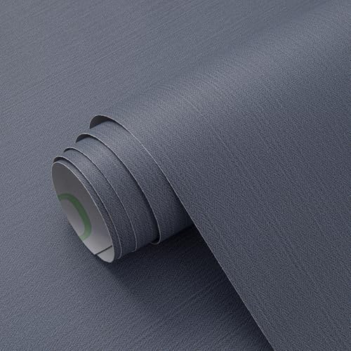 Haimin Fabric Wallpaper 24" x 393" Peel and Stick Textured Contact Paper - color: Blue