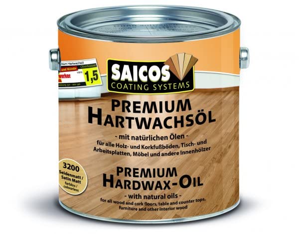 Saicos Premium Hardwax Oil Wood Finish Satin/matt Clear .125 liters