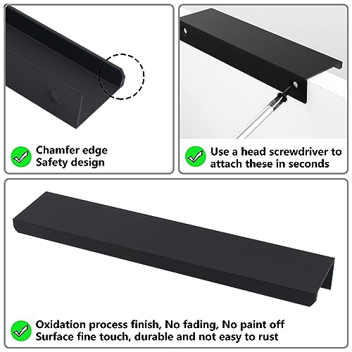 12 Pack Matte Black Edge Cabinet Pulls, Finger Pulls for Cabinets - color: Black-12Pack, size: 5.9in(150mm) Overall Length