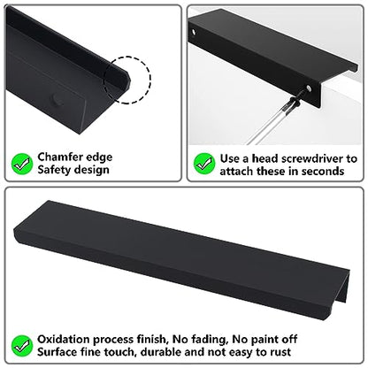 50 Pack Modern Kitchen Cabinet Handles, Finger Pulls for Cabinets - color: Black-50Pack, size: 5.9in(150mm) Overall Length