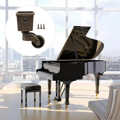 Vintage-Wheel-Caster-Cups Square Cup Swivel Wheel Casters for Furniture, Piano Stands, Tables, Cabinets, Bookshelves, Plant Stands 2.6 x 1.5 Inch (2PCS) by Emptty - style: Square