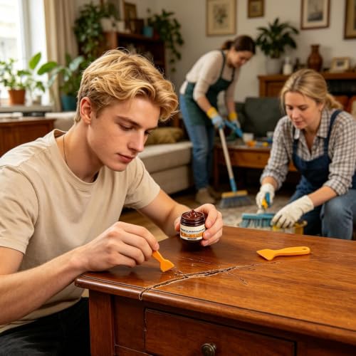 Wood Filler Repair Wax - Hardwood Floor Restorer, Furniture Scratch Repair
