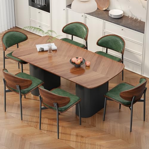 REONEY Dining Chairs Set of 4, Mid-Century Modern Kitchen Chairs, Green - color: Green Pu