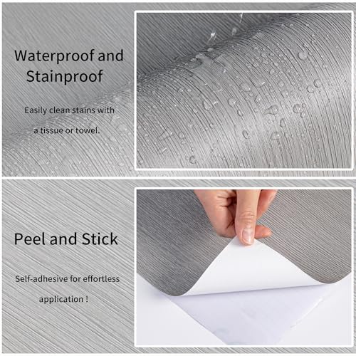 Haimin Wallpaper 24" x 393" Wood Contact Paper Peel and Stick Vinyl Roll - color: Grey (04)