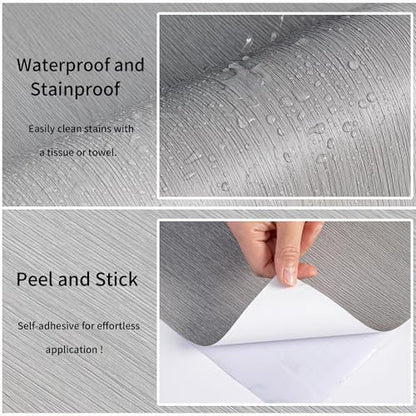 Haimin Wallpaper 24" x 393" Wood Contact Paper Peel and Stick Vinyl Roll - color: Grey (04)