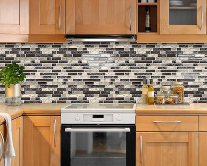 Peel and Stick Backsplash 3D Self Adhesive Wall Tile Brown 10 Sheet - color: Brown