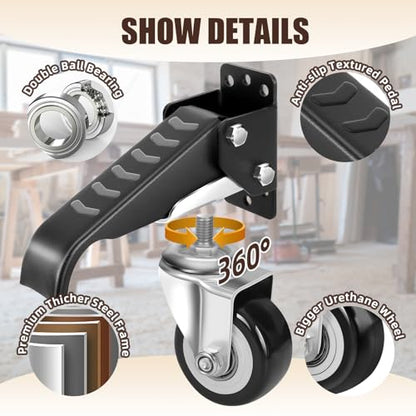 SPACECARE Workbench Casters kit 600Lbs Quick Release 2 Mounting Options 4P - style: 600 LBS