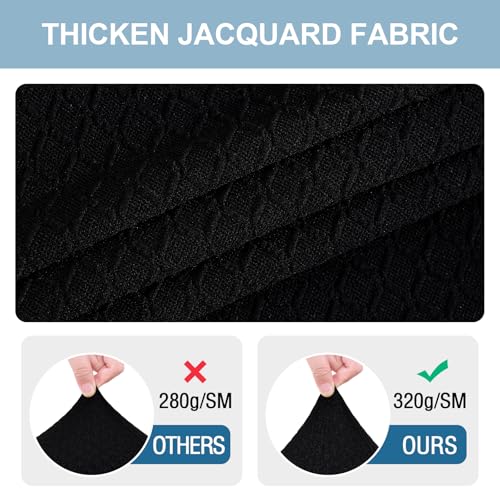 Smiry Stretch Jacquard Seat Covers for Dining Room Chairs Set of 2 - color: Black, size: Set of 2