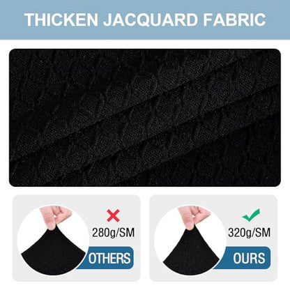 Smiry Stretch Jacquard Seat Covers for Dining Room Chairs Set of 2 - color: Black, size: Set of 2