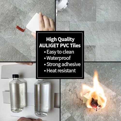 AULIGET 20-Piece Mountain Rock Peel and Stick Backsplash Wall Tiles, 6" x 12" PVC Faux Stone Stick on Tiles for Backsplash Kitchen, Bathroom, Laundry Room, Camper, Fireplace - color: Mountain Rock, size: 20 Sheets, 6"x12"x0.12"