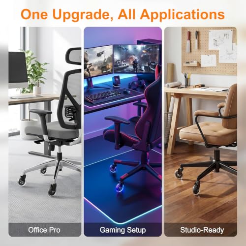3 Inch Office Chair Wheels Rubber Chair Casters Replacement Heavy-Duty Computer Gaming Desk Caster Wheel, Set of 5