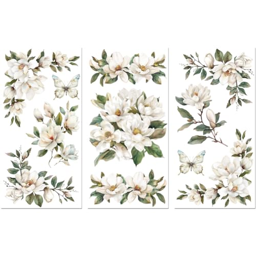 Peacoblue Magnolia Corner Rub On Transfers for Furniture Craft 6"x12" - style: Magnolia Corner