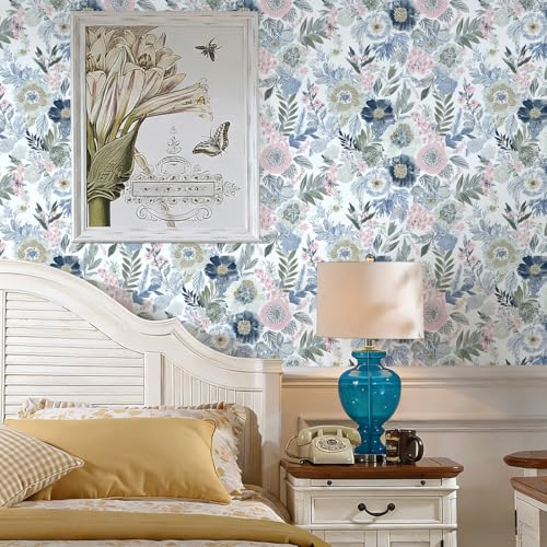 Nukofal Floral Peel and Stick Wallpaper Boho Contact Paper 16.9inx118.1in - size: 16.9inch x 118.1inch