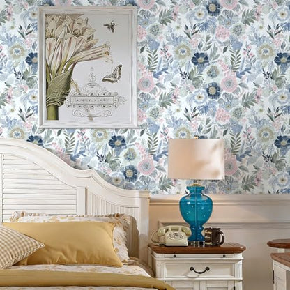 Nukofal Floral Peel and Stick Wallpaper Boho Contact Paper 16.9inx118.1in - size: 16.9inch x 118.1inch