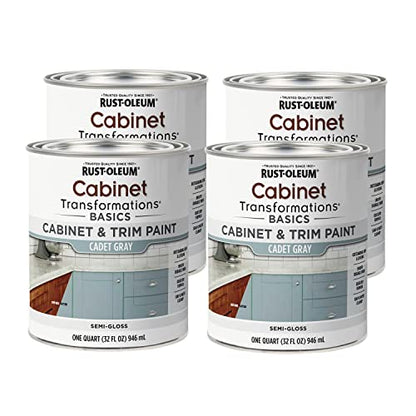 Rust-Oleum Cabinet Transformations & Trim Paint, Cadet Gray, Quart - color: Cadet Gray, size: 32 Fl Oz (Pack of 4)