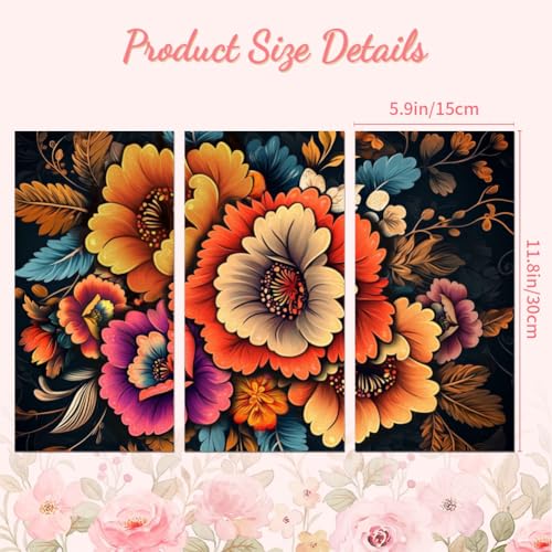 Peacoblue Boho Colorful Flowers Rub On Transfers for Furniture Craft 6"x12" - style: Bohemian Colorful Flowers