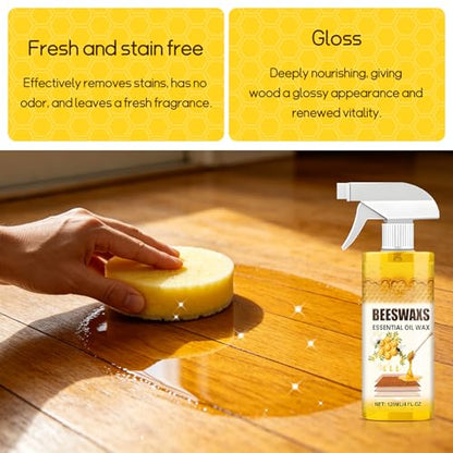 Beeswax Wood Polish Spray, 2026 New Furniture Polish and Cleaner, Natural Wood Polish Spray, suitable for living rooms, kitchens, wooden furniture, and floors.