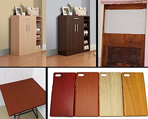 Moyishi Wood Grain Vinyl Sticker Decal Roll Car Interior Home Office Furniture DIY Film Wrap 30cmx100cm (Red) - color: Red