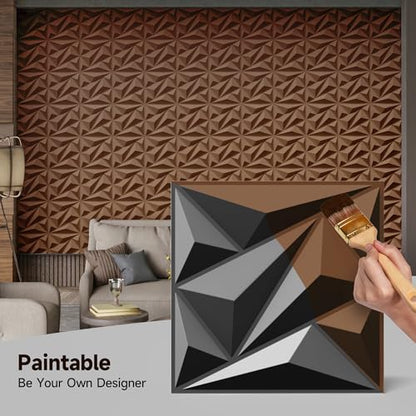 INMOZATA 3D Wall Panels, Diamond Textured PVC Accent Wall Panels - color: A_Black
