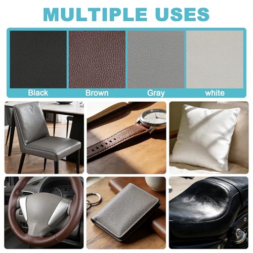 Grey Faux Leather Fabric 20"×55" Lychee Grain Upholstery Vinyl - color: Gray Lychee Grain, size: 20"x55" (50cm x 140cm)